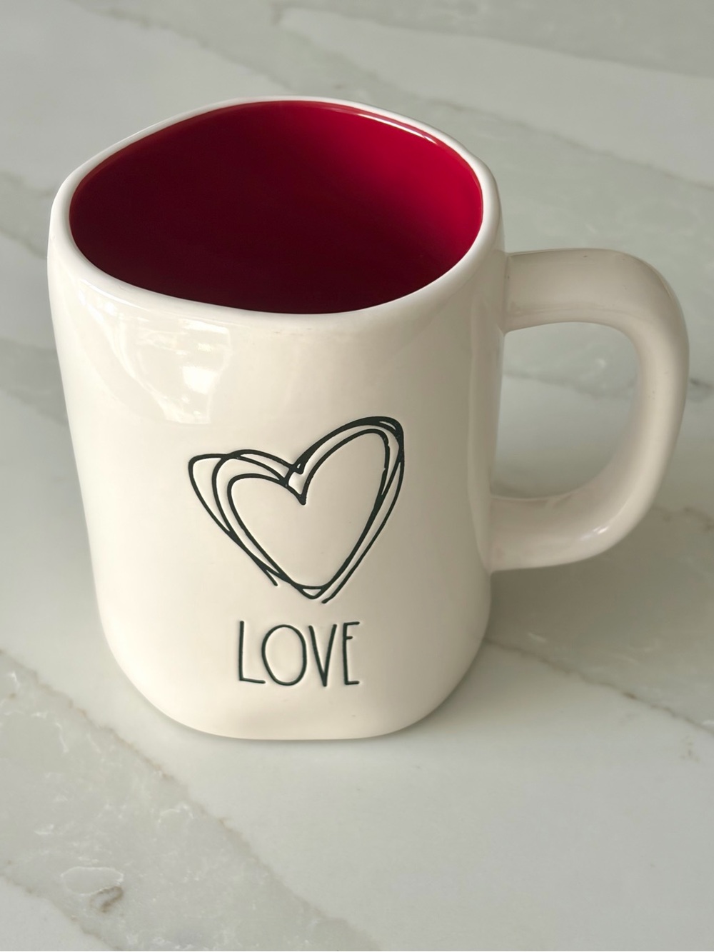 Rae Dunn Heart “Love” Ceramic Mug with Red Interior